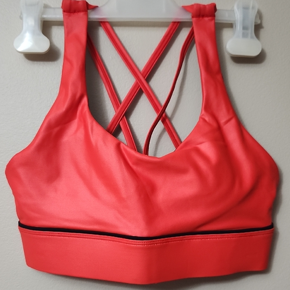 ZYIA Red Metallic Sweatheart Strappy Sports Bra